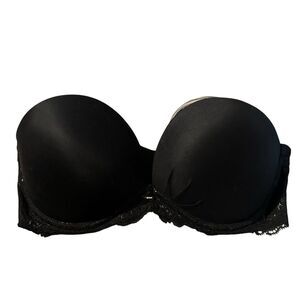 Victoria Secret Bra 34D Black T-Shirt Bra Fabulous By Victoria Strapless
